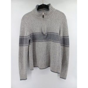 Daniele Blasi Sweater Men's Medium Gray Pullover 1/4 Zip Marled  Wool Blend